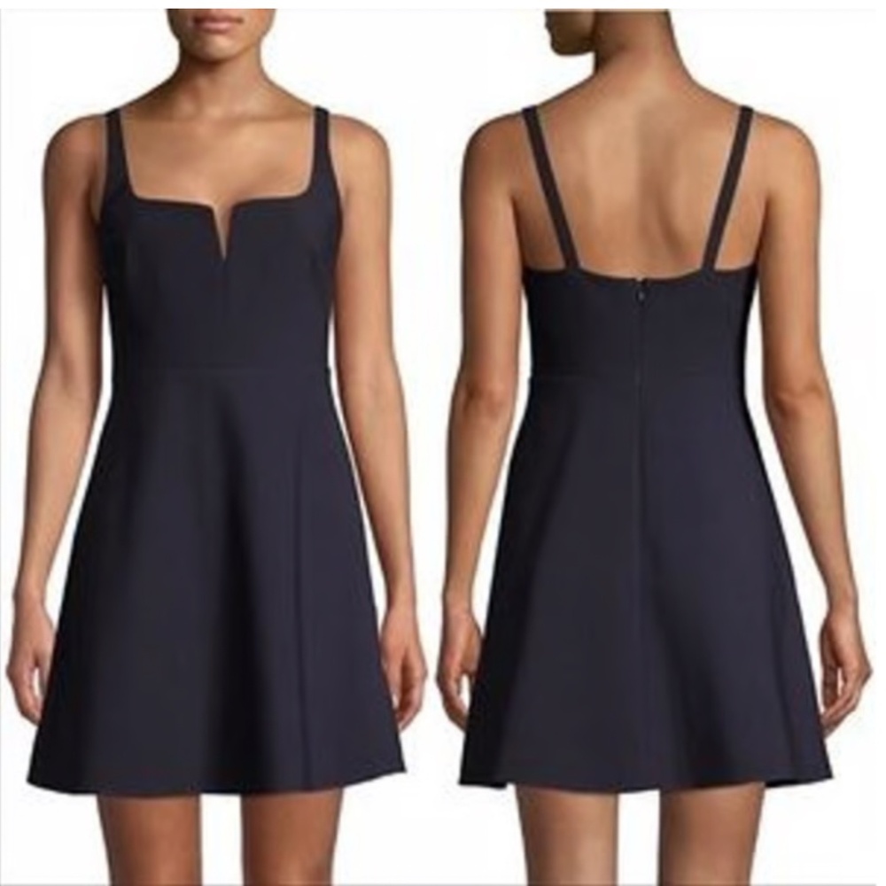 Likely Constance A-line Mini Dress, Square V-neck, Navy Blue, Bodycon, Size 0